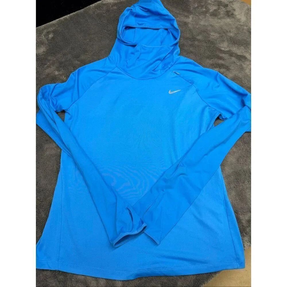 Nike Running Blue Long Sleeve Dri Fit Hoodie, Women’s Medium  #nike #activewear